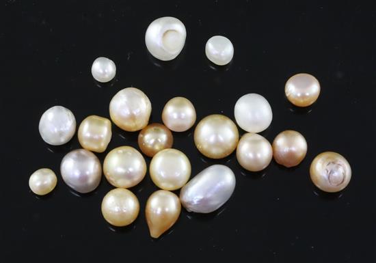 21 loose undrilled natural pearls. Gross weight 49.27ct, with accompanying gem and pearl laboratory report dated 21/5/2019
